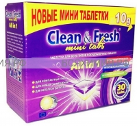Таблетки для ПММ Clean & Fresh Allin1 mini tabs (midi) 30 штук *4*12