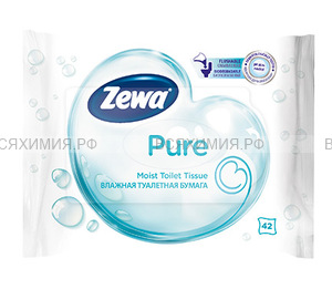 Влажная туалетная бумага Zewa Pure 42 листа *8