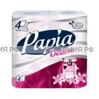 Туалетная бумага PAPIA Deluxe 4-х слойн. Белая 4 шт *14*504