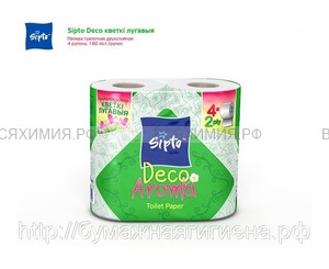 Туалетная бумага SIPTO Deco Aroma луг. цветы 2-х сл. 4 шт. *12