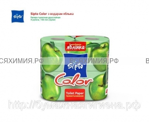 Туалетная бумага SIPTO Color Яблоко зеленая аром. 2-х сл. 4 шт. *12