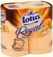 Туалетная бумага Lotus Royal 3-х сл. персиковая с ароматом 'Тропический сад' 4 шт. *10