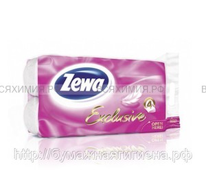 Туалетная бумага Zewa Exclusive 4-х сл. белая 8 рулонов *9