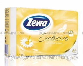 Туалетная бумага Zewa Exclusive 4-х сл. белая 6 рулонов аром. Ромашка *7