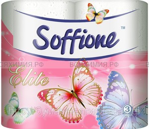 Туалетная бумага Soffione Elite 3-х сл. 4 рулона белая *20