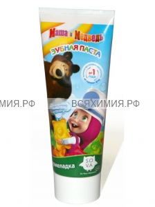 Маша и Медведь Детская зубная паста-гель Мармеладка с витамином Е от 1 до 6 лет, 75г *8*72