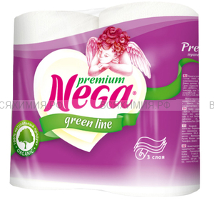 Туалетная бумага Nega Premium белая 3-х сл. 4 шт. белая *12