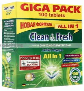 Таблетки для ПММ Clean & Fresh Allin1 (giga) 100 штук *1*6