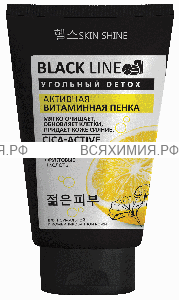 BLACK LINE Активная Витаминная Пенка для умывания с древесным углем 150мл *3*9