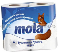 Туалетная бумага Мола 2-х сл. 4 рул. (белая) *10*200