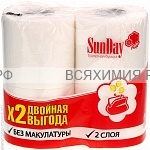 Туалетная бумага SunDay 2-х сл  4 шт *24 / 384