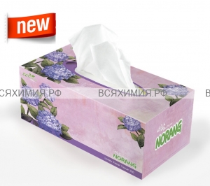 Norang ВЫТЯЖНЫЕ Двухслойные салфетки для лица  250шт Фиолет.цветы *4*24
