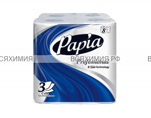 ХАЯТ Papia Professional Туалетная бумага белая 3-х сл. 8 шт *7